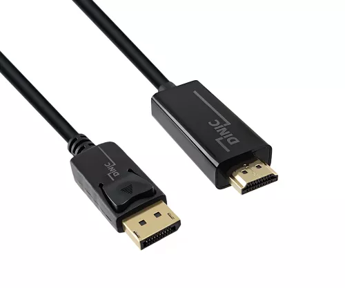 DisplayPort to HDMI cable, DP 20pin to HDMI plug, resolution max. 1920x1080p at 60Hz, black, DINIC polybag, 1m